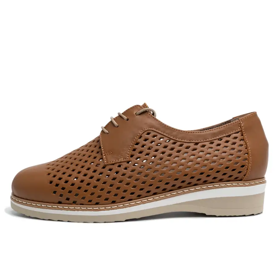 Shirly liscio forato | cuoio scuro