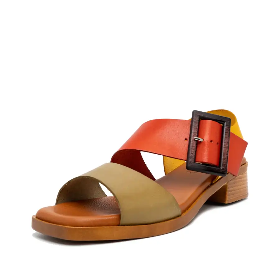 176 Tacco Basso Multicolore sandalo donna con fibbia regolabile