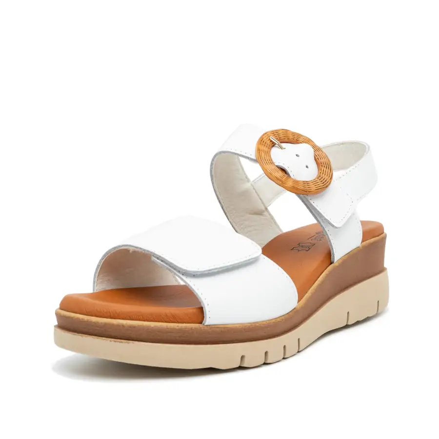 592 Fibbia Velcro Bianco sandalo donna con doppio velcro regolabile