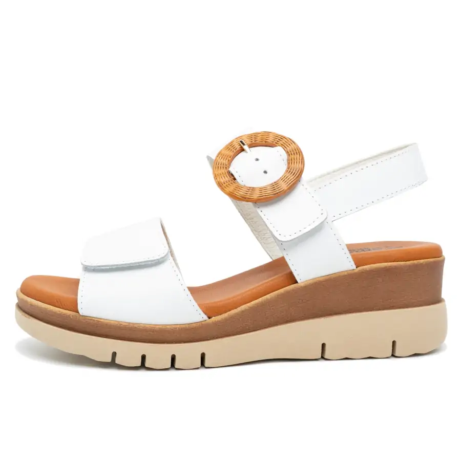 592 Fibbia Velcro Bianco sandalo donna Tomasi Shop con plantare anatomico
