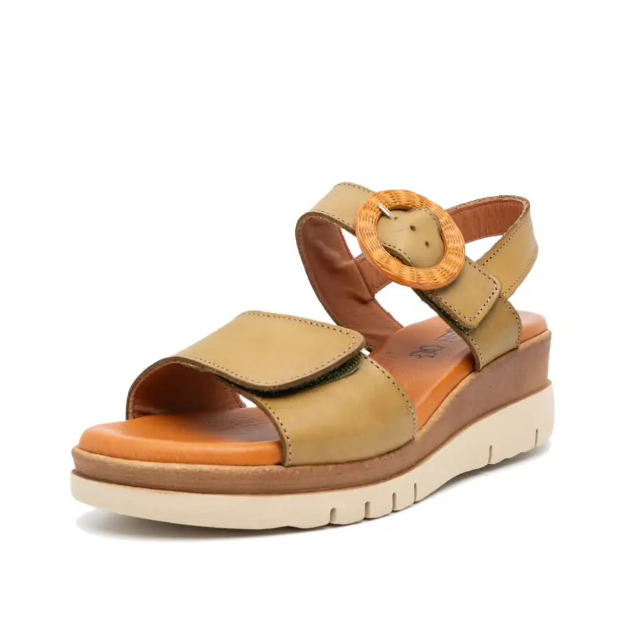592 Fibbia Velcro Kaki sandalo donna con doppio velcro regolabile