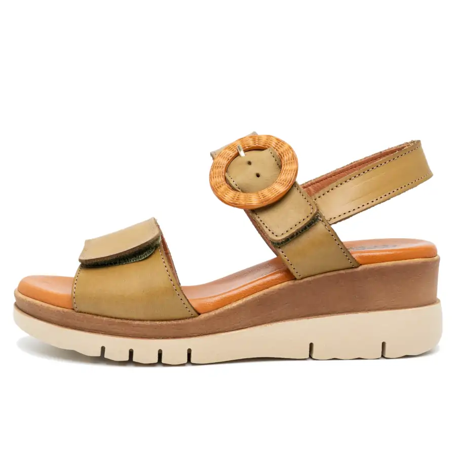 592 Fibbia Velcro Kaki sandalo donna Tomasi Shop con plantare anatomico