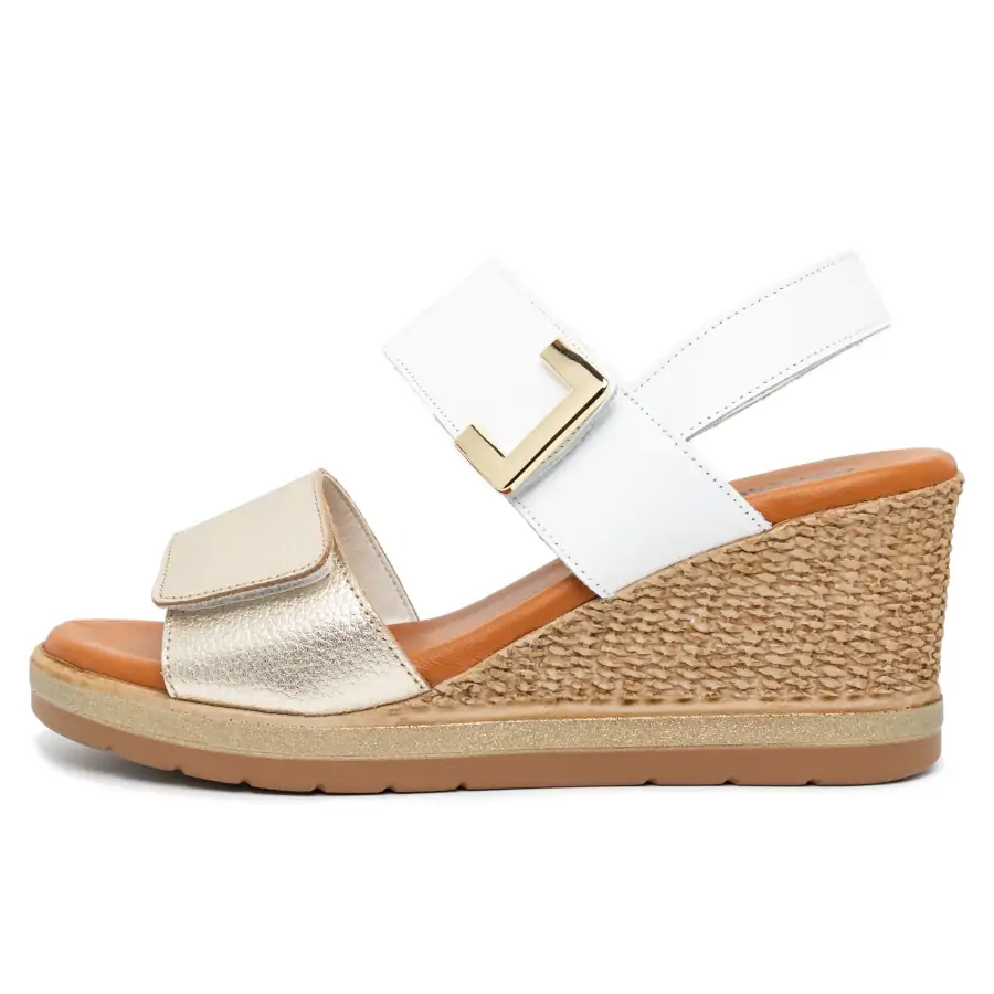 904 Zeppa Alta Bianco Platino sandalo donna Tomasi Shop con plantare anatomico