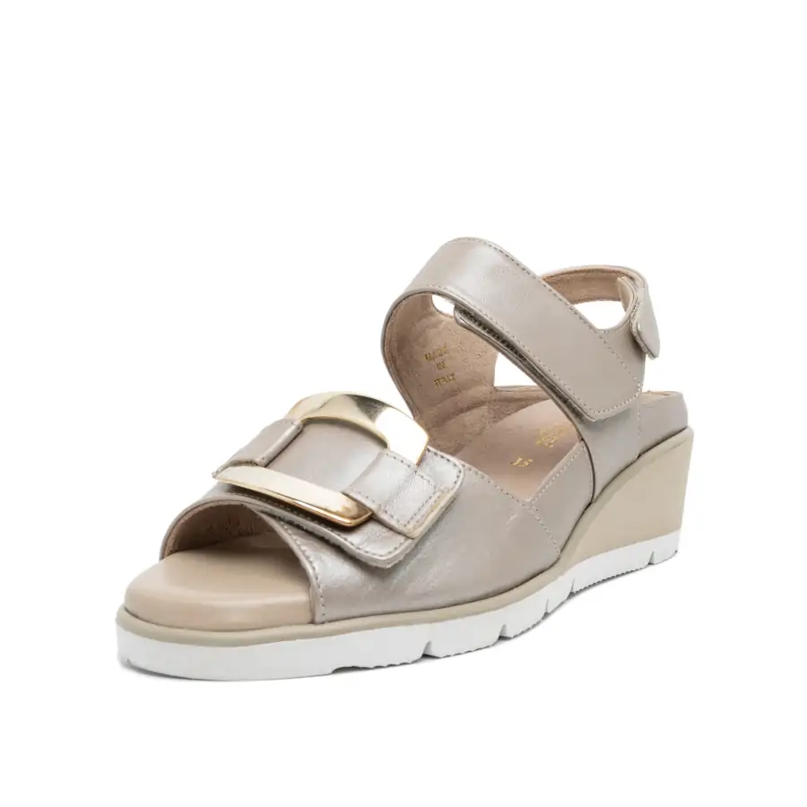 Rexi Sabot Perlato Sand sandalo donna con triplo velcro regolabile