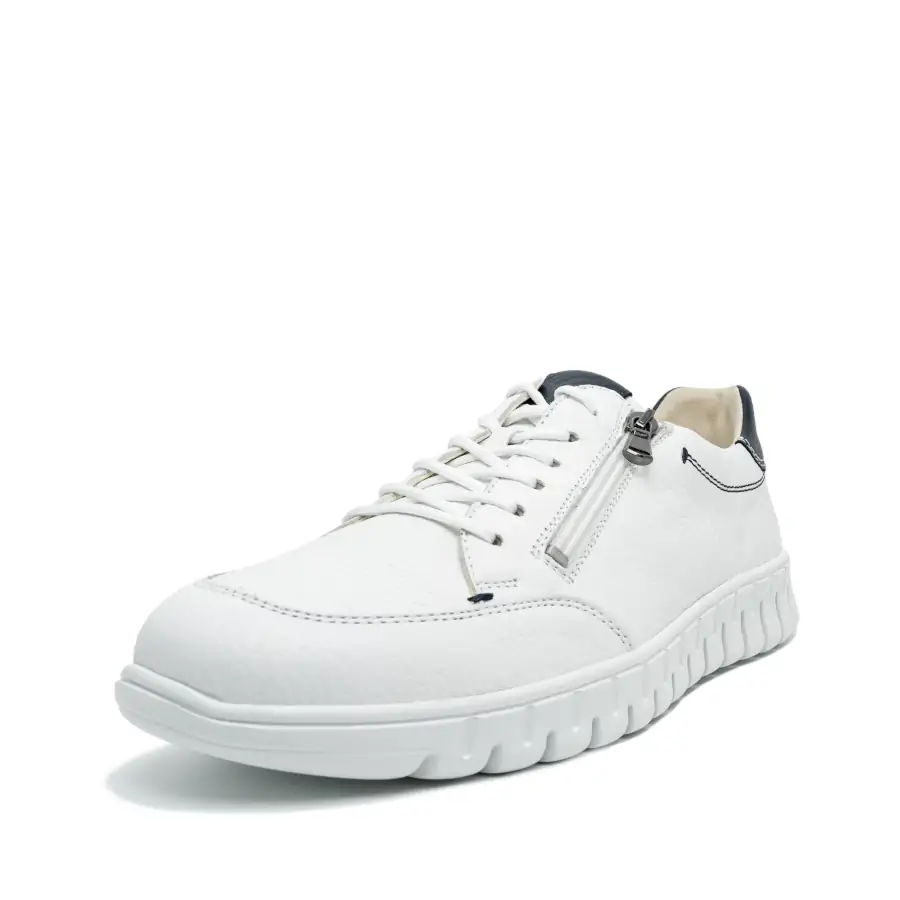 Waldläufer Baldo Bianco scarpa uomo con lacci e zip laterale