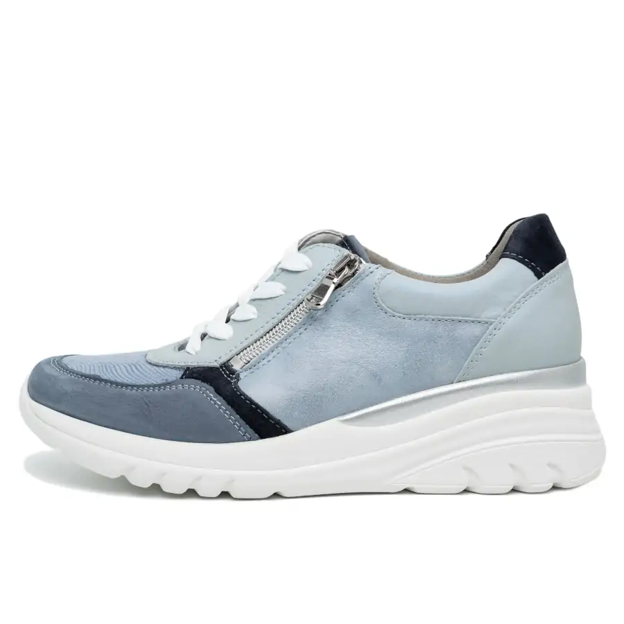 Waldläufer H-Carla Jeans scarpa donna in nabuk blu con plantare estraibile