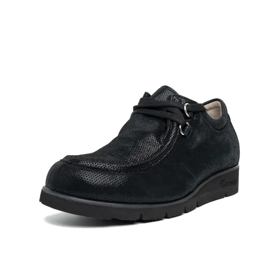 Consuelo Iron Nero con lacci e tomaia in camoscio stampato