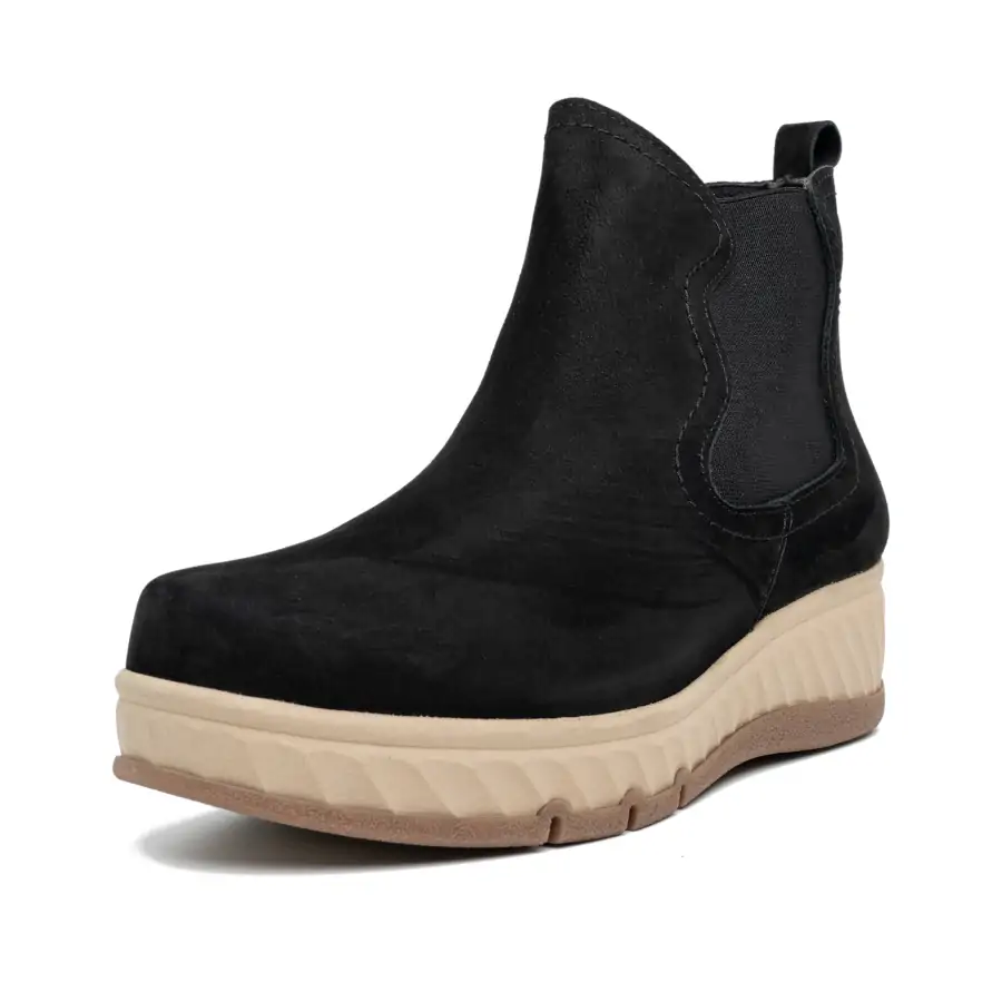 Dettaglio zip laterale ed elastico del tronchetto donna PISCIS Nero