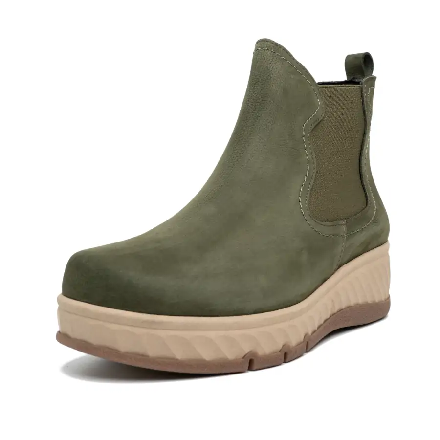 Dettaglio zip laterale ed elastico del tronchetto donna PISCIS Verde