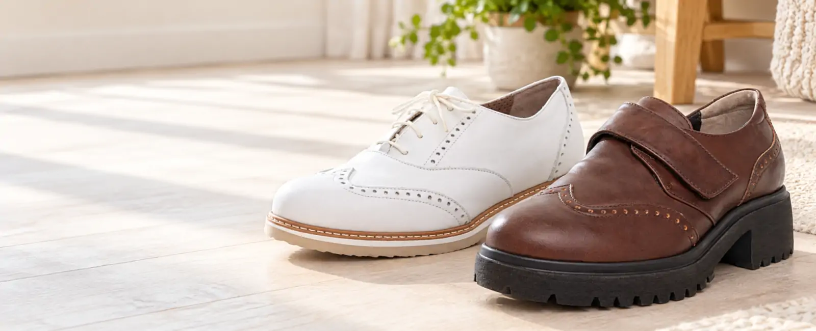 Scarpe comode da donna con lacci e velcro per regolare la calzata